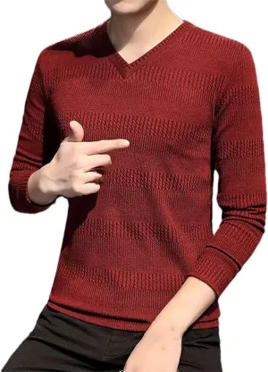 Men's Knit Sweater V Neck Pullovers Shirt Autumn Fashion Pullovers