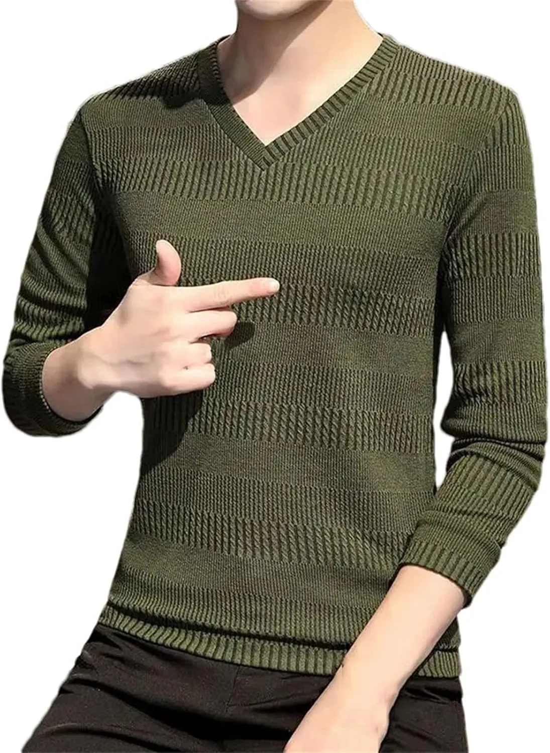 Men's Knit Sweater V Neck Pullovers Shirt Autumn Fashion Pullovers