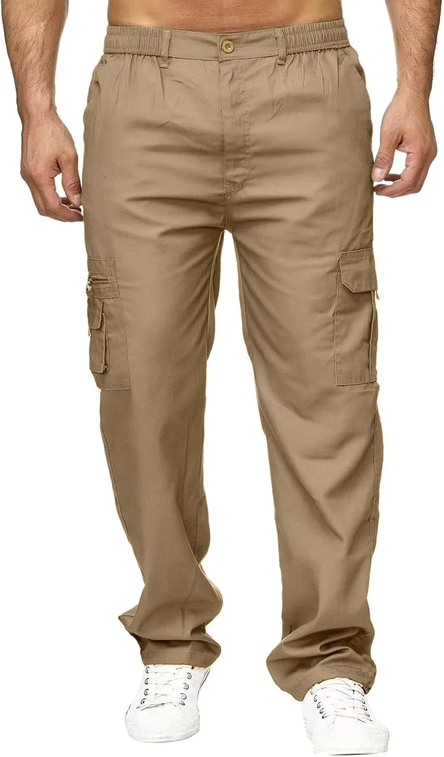 Men's Outdoor Cargo Pants Lightweight Relaxed Fit Tactical Pant Hiking Jogger Multi Pockets Fashion Trousers