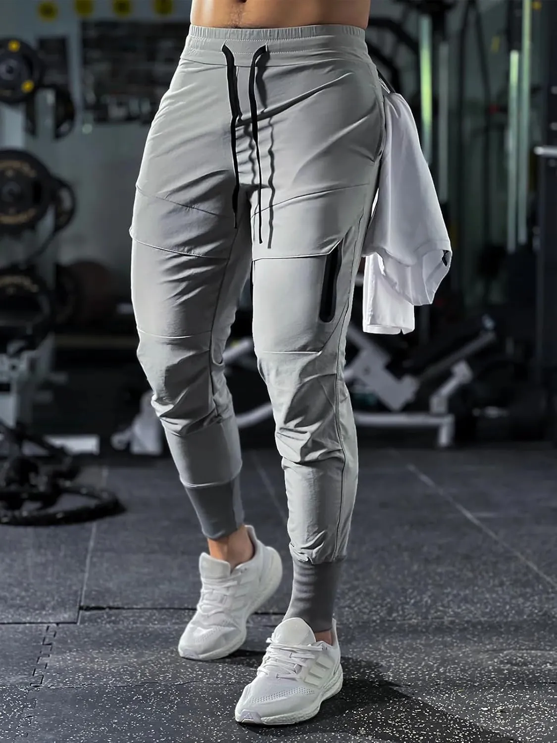 Men's Sweatpants Stay Cool High Rib Cargo Jogger Athletic Pants Fitness Running