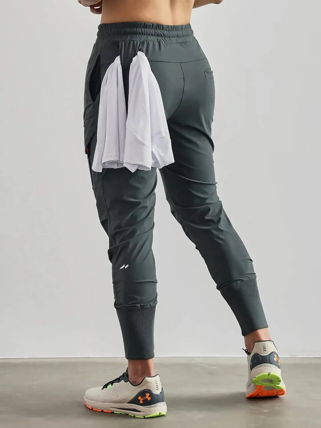 Men's Sweatpants Stay Cool High Rib Cargo Jogger Athletic Pants Fitness Running