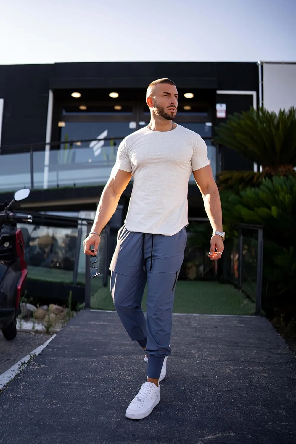 Men's Sweatpants Stay Cool High Rib Cargo Jogger Athletic Pants Fitness Running