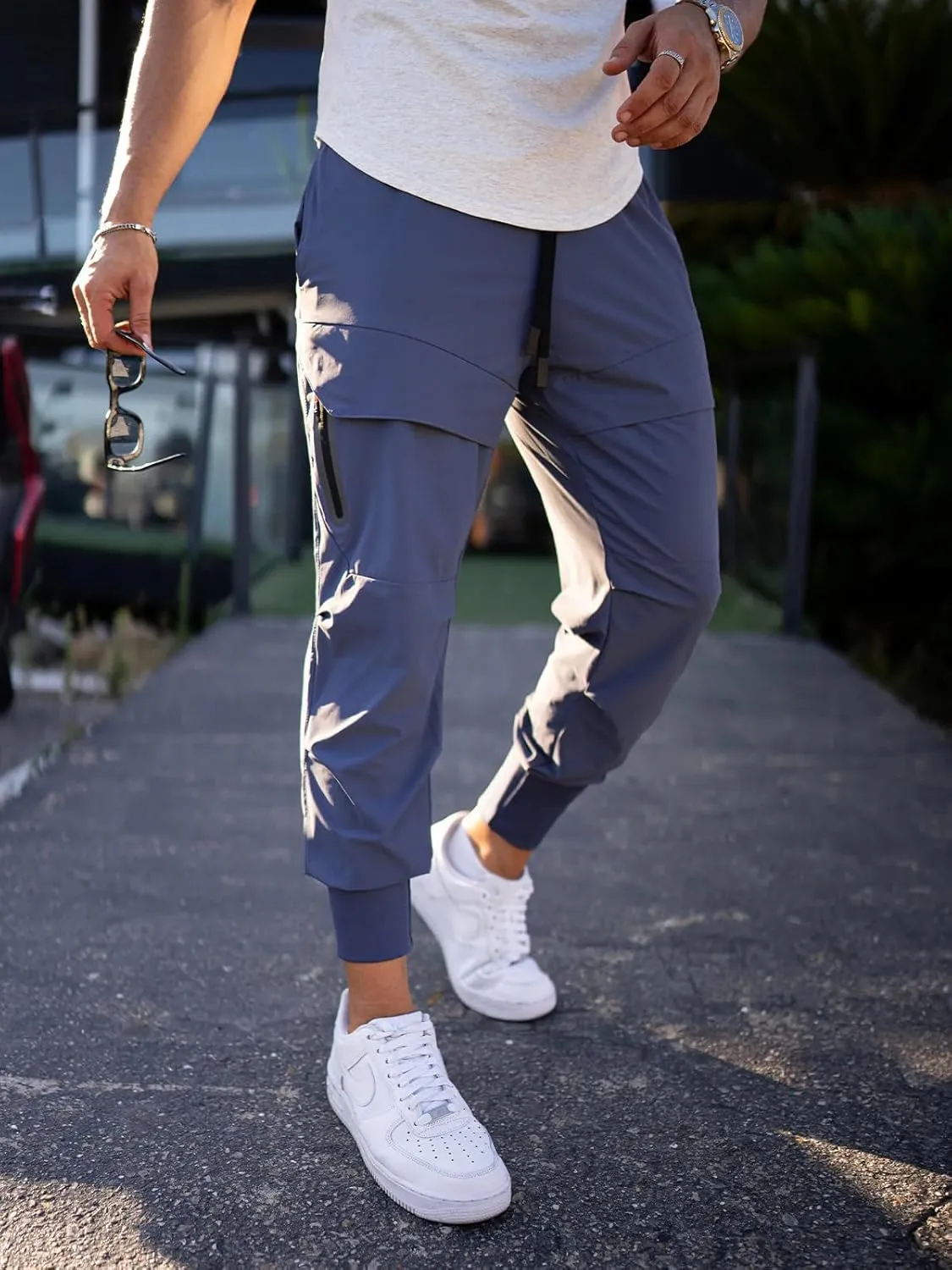 Men's Sweatpants Stay Cool High Rib Cargo Jogger Athletic Pants Fitness Running