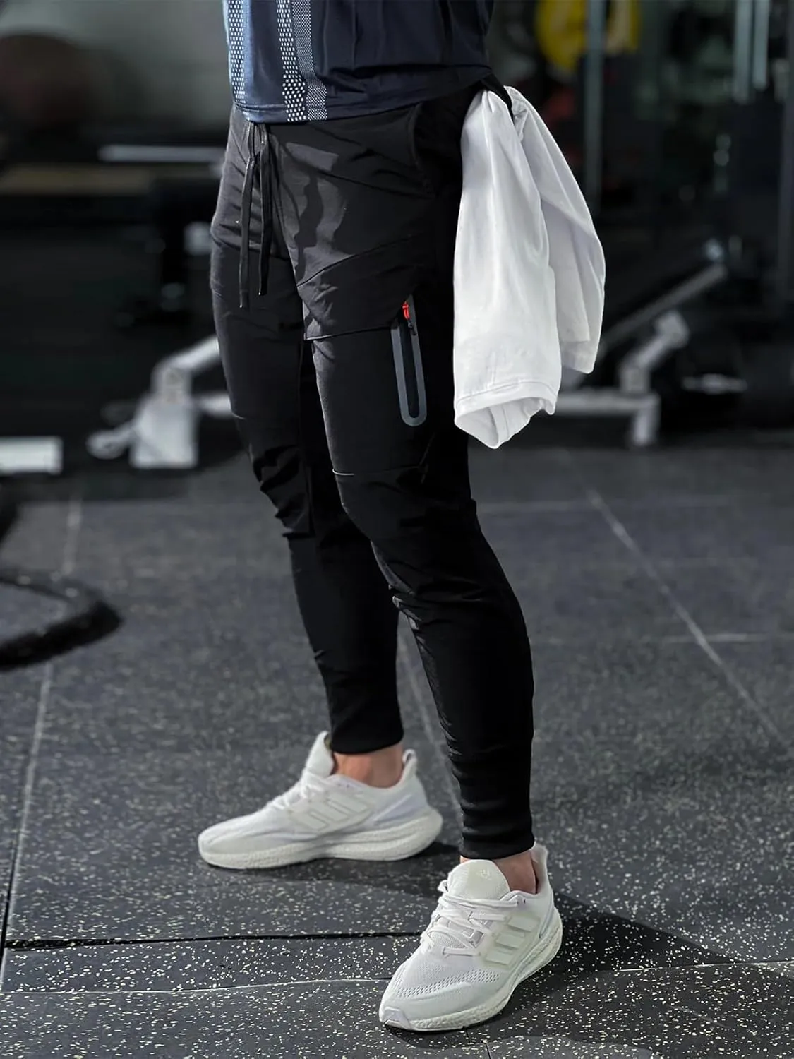 Men's Sweatpants Stay Cool High Rib Cargo Jogger Athletic Pants Fitness Running