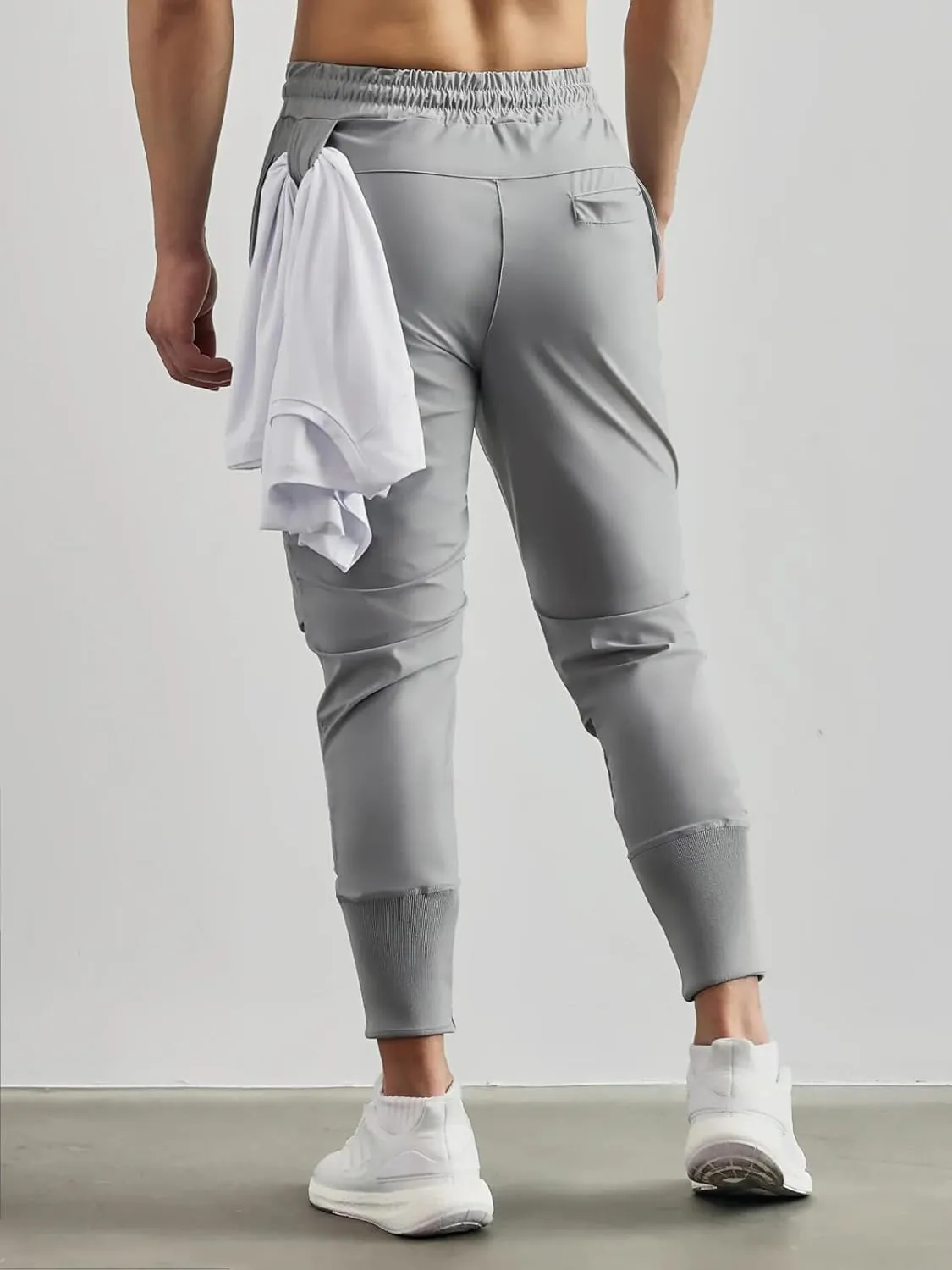 Men's Sweatpants Stay Cool High Rib Cargo Jogger Athletic Pants Fitness Running