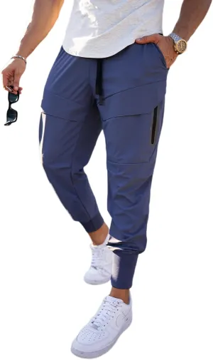 Men's Sweatpants Stay Cool High Rib Cargo Jogger Athletic Pants Fitness Running