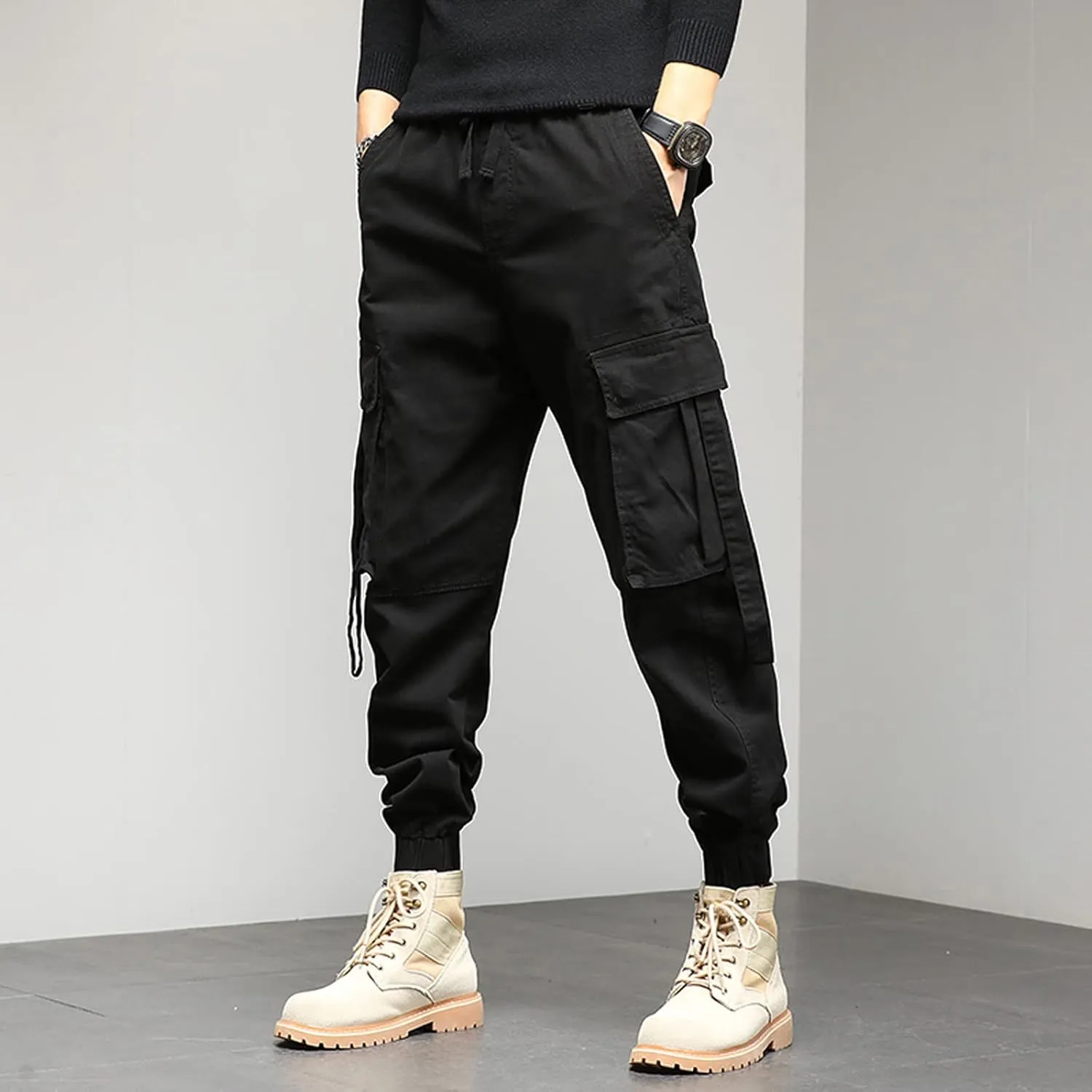 Mens Sweatpants with Pockets Big and Tall Casual Rope Loose Heavyweight Fit Cargo for Men Loose Sports Trousers Pants
