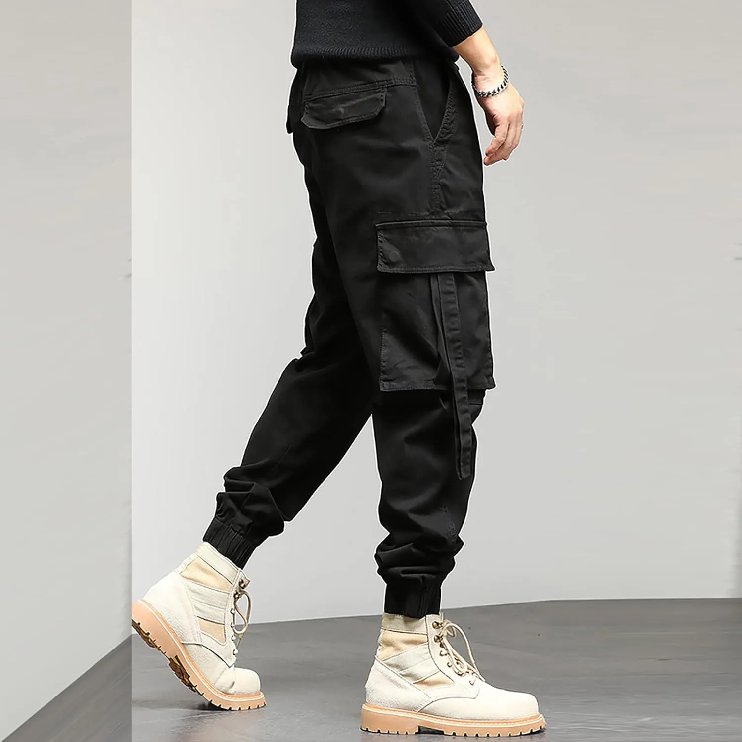 Mens Sweatpants with Pockets Big and Tall Casual Rope Loose Heavyweight Fit Cargo for Men Loose Sports Trousers Pants