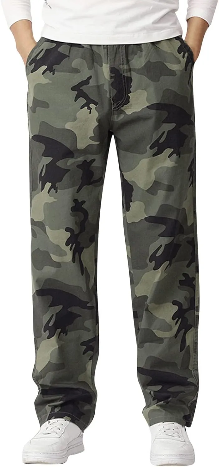 Mens Sweatpants with Pockets Big and Tall Jogger Sweatpants Motocross Dirt Bike Jogger Elastic Waist Pants Men's Camo