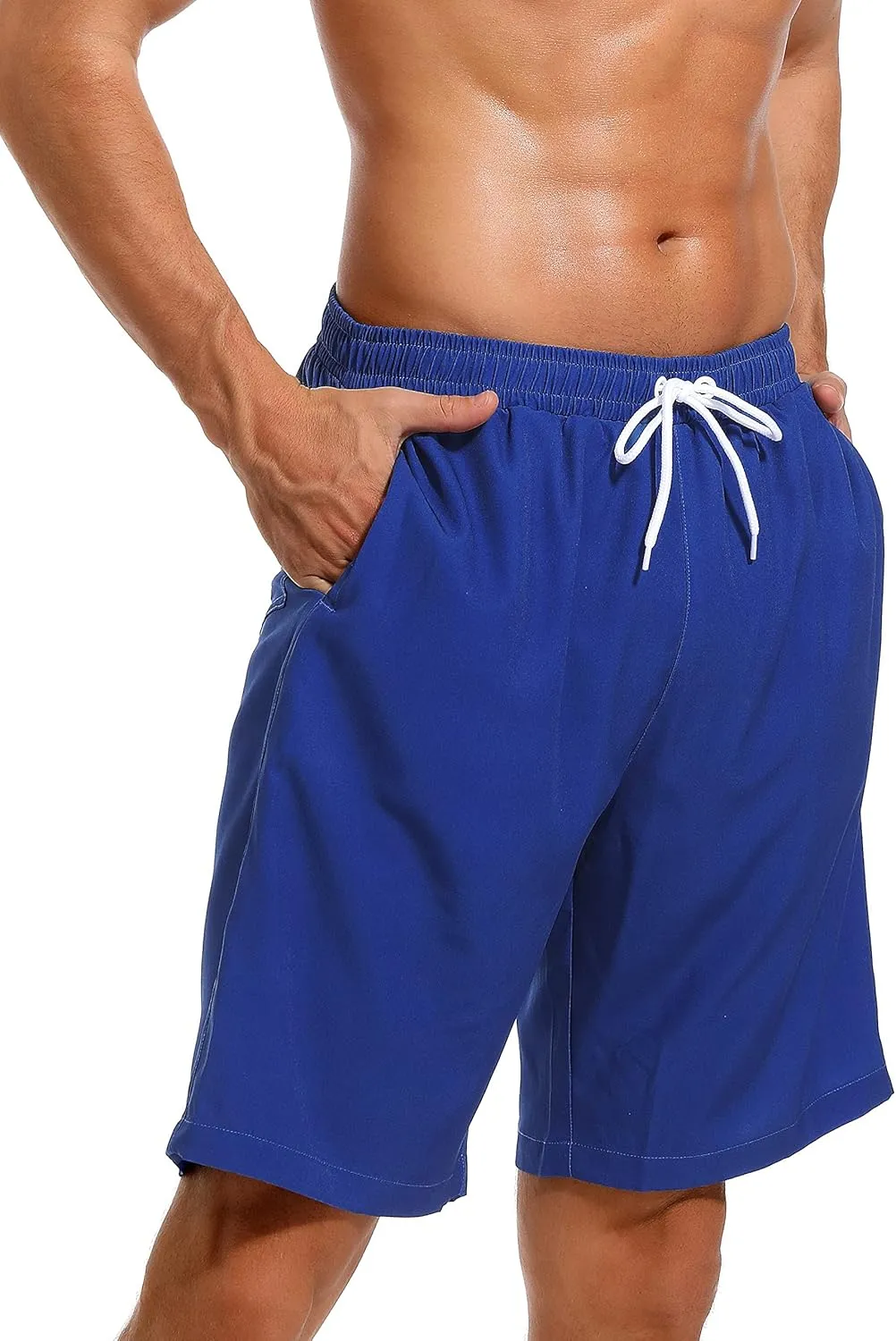 Mens Swim Trunks with Compression Liner 7" Quick Dry Swimsuit Board Shorts Bathing Suits with Zipper Pockets