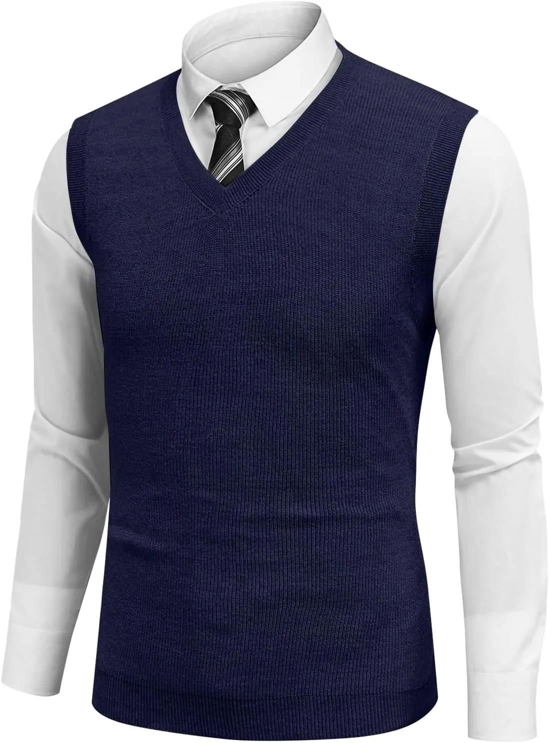 Men's Vest V Neck Knitted Tops 2025 Lightweight Relaxed Fit Sleeveless Pullover Business Work Solid Vest Sweater