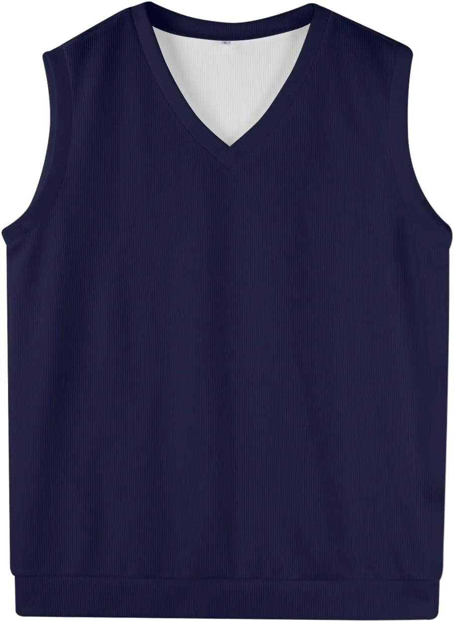 Men's Vest V Neck Knitted Tops 2025 Lightweight Relaxed Fit Sleeveless Pullover Business Work Solid Vest Sweater