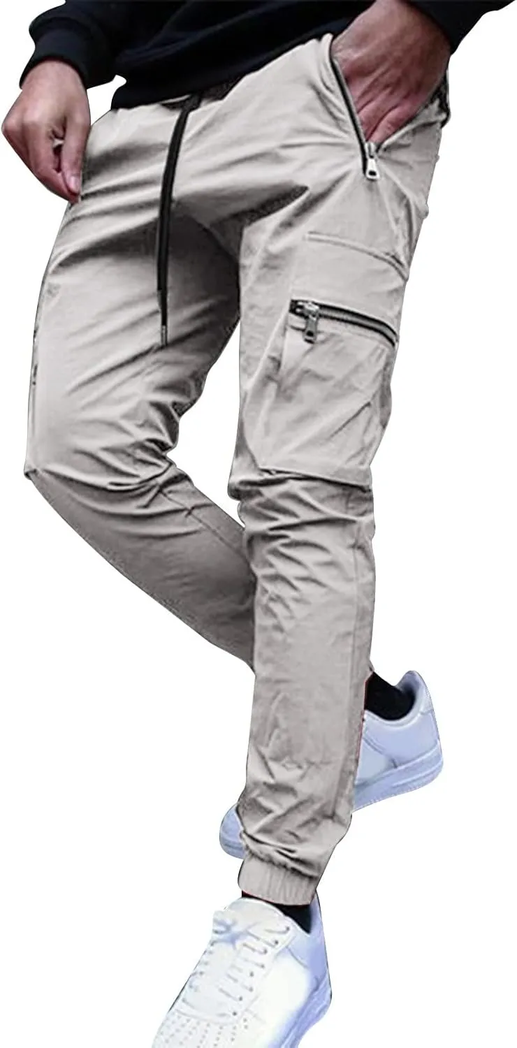 Mens Workout Cargo Sweatpants for Men Relaxed Fit S-5XL Men's Tactical Pants Tactical Trousers with 6 Pockets Sports