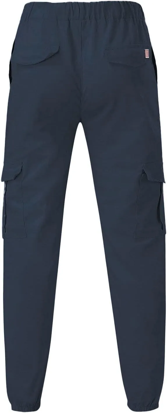 Mens Workout Cargo Sweatpants Heavyweight Fleece Cargo Sweatpants Stretch Elastic Waist Baggy Workout Jogger Pants
