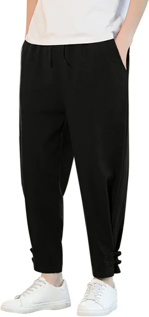 Mens Workout Cargo Sweatpants Pants Mens Athletic Workout Running Jogger Pants with Pockets Cargo Pants for Men Black