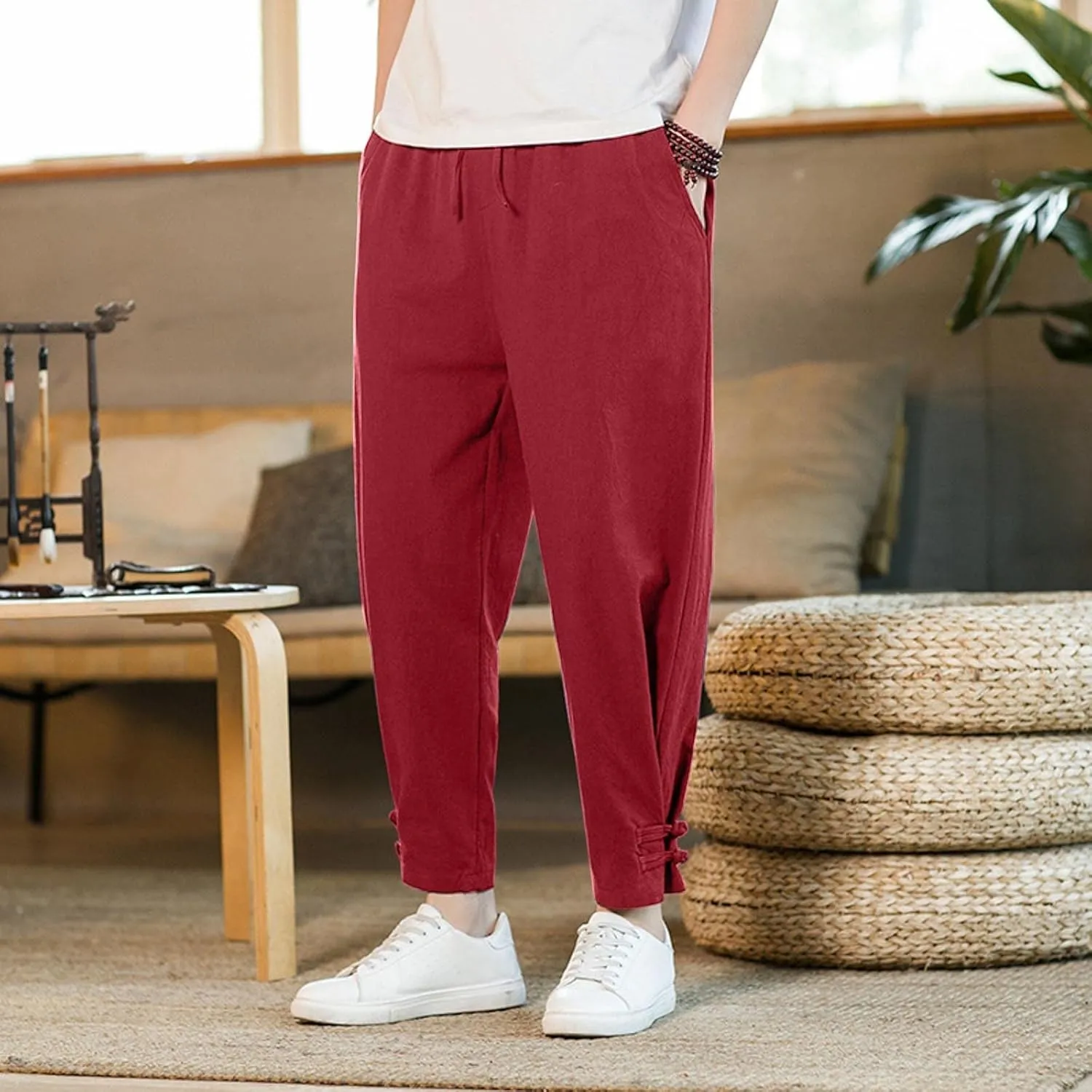 Mens Workout Cargo Sweatpants Pants Mens Athletic Workout Running Jogger Pants with Pockets Cargo Pants for Men Black