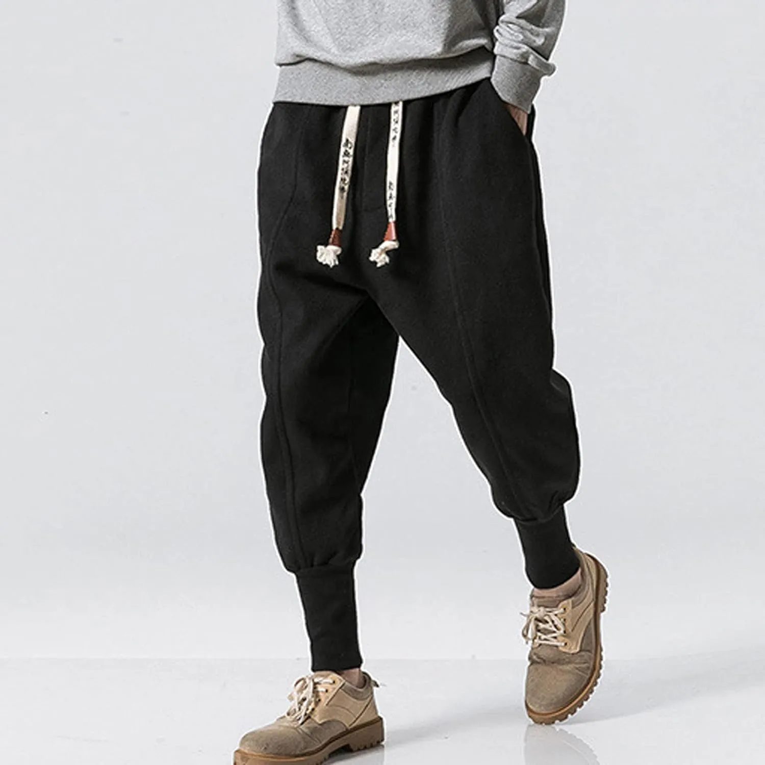 Mens Workout Cargo Sweatpants Wearing Pants with Pockets Sweatpants for Men Pants Casual Rope Loosening Heavyweight