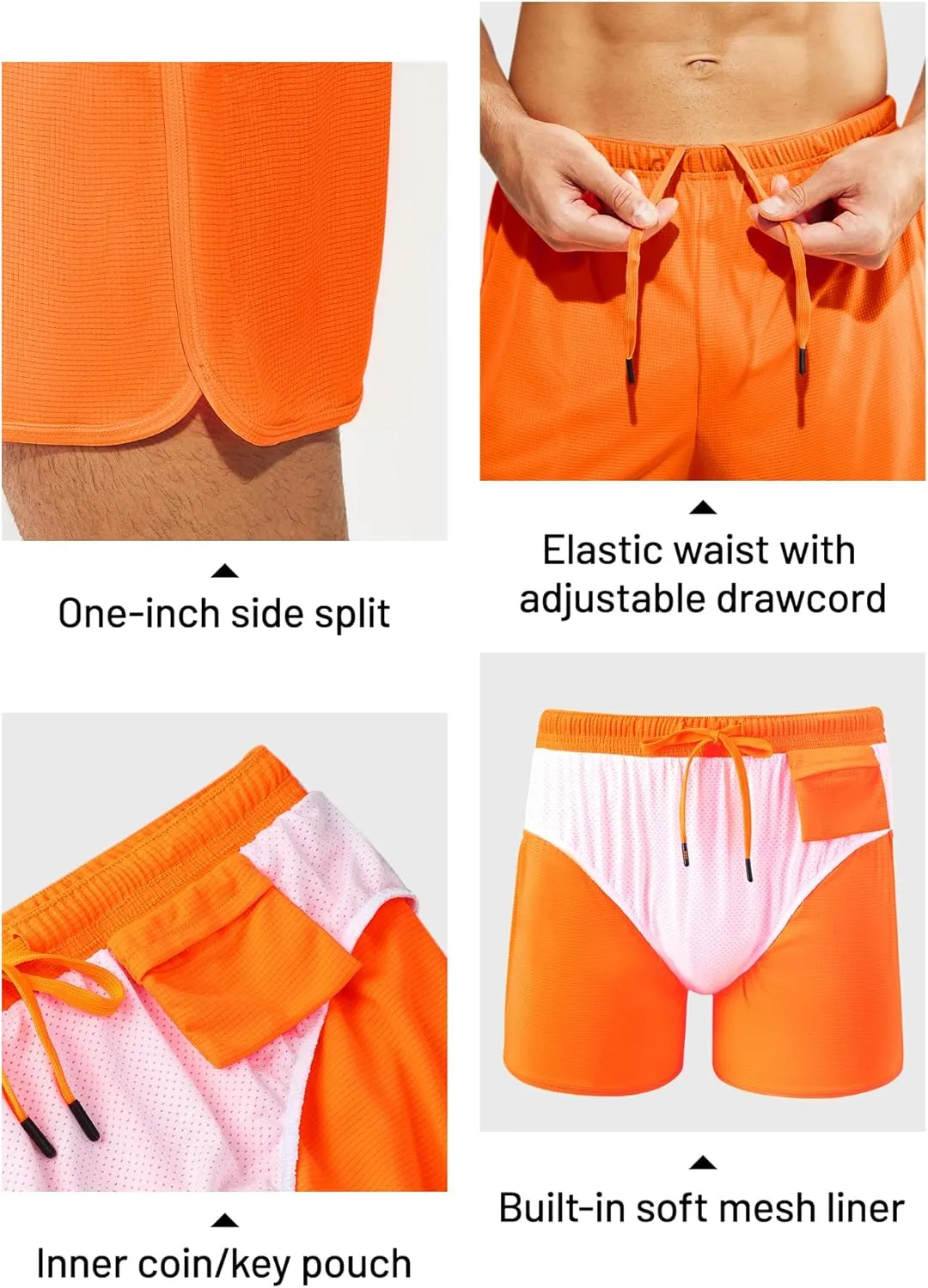 MIER Men's 3''/5'' Athletic Running Shorts with Liner Quick Dry Active Lightweight Gym Sports Workout Shorts for Men
