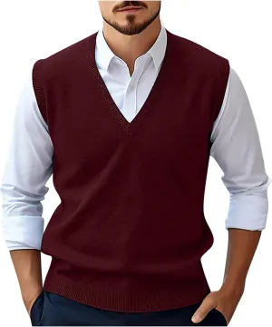 Muscularfit Sweater Vest for Men Casual Oversized Cable Knit Sweater Vest V Neck Relaxed Fit Sleeveless Pullovers Causal Vest