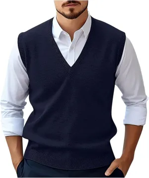 Muscularfit Sweater Vest for Men Casual Oversized Cable Knit Sweater Vest V Neck Relaxed Fit Sleeveless Pullovers Causal Vest