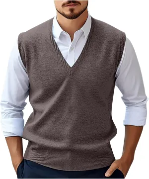 Muscularfit Sweater Vest for Men Casual Oversized Cable Knit Sweater Vest V Neck Relaxed Fit Sleeveless Pullovers Causal Vest