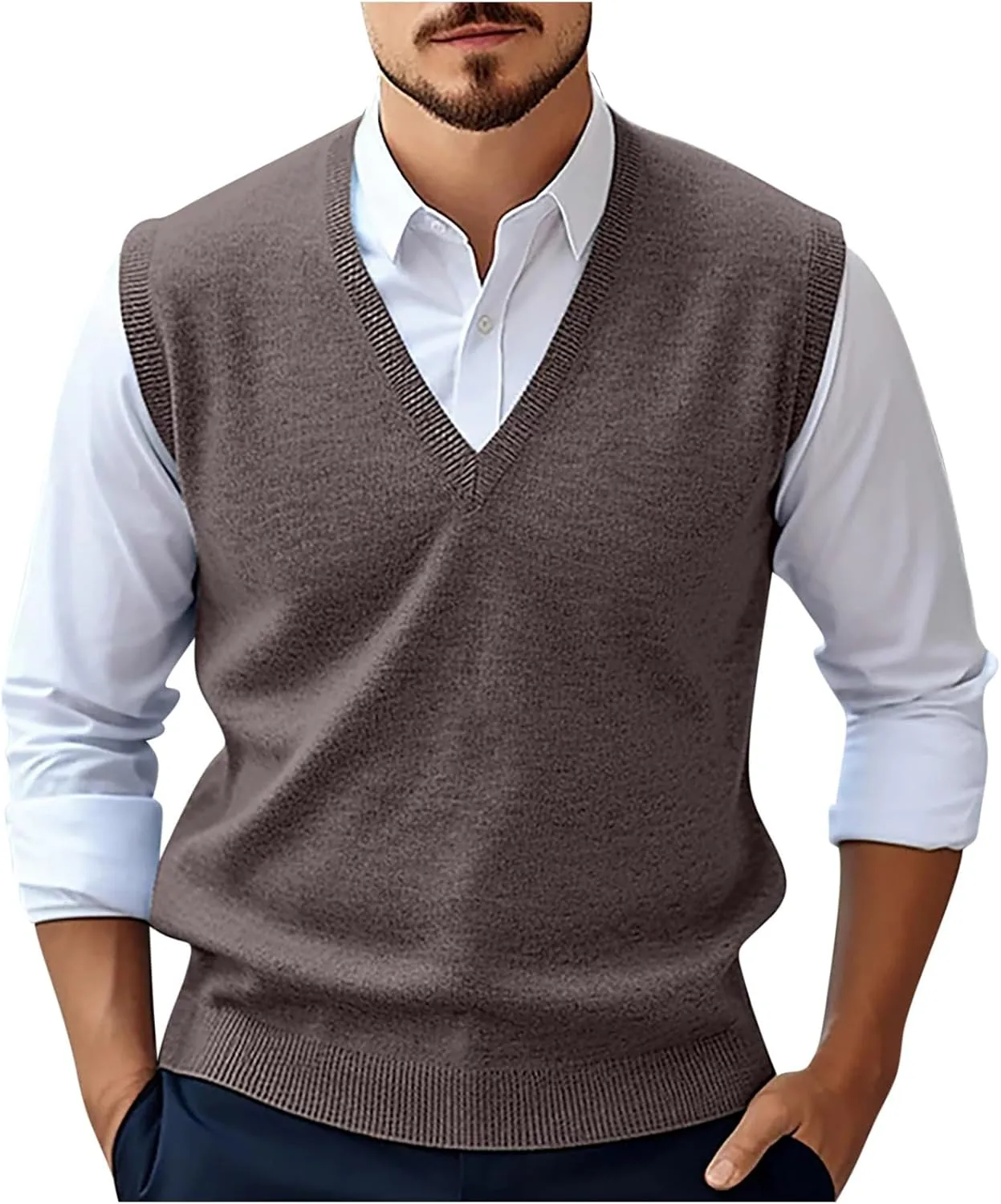 Muscularfit Sweater Vest for Men Casual Oversized Cable Knit Sweater Vest V Neck Relaxed Fit Sleeveless Pullovers Causal Vest