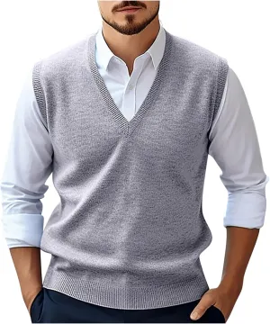 Muscularfit Sweater Vest for Men Casual Oversized Cable Knit Sweater Vest V Neck Relaxed Fit Sleeveless Pullovers Causal Vest