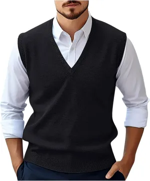 Muscularfit Sweater Vest for Men Casual Oversized Cable Knit Sweater Vest V Neck Relaxed Fit Sleeveless Pullovers Causal Vest