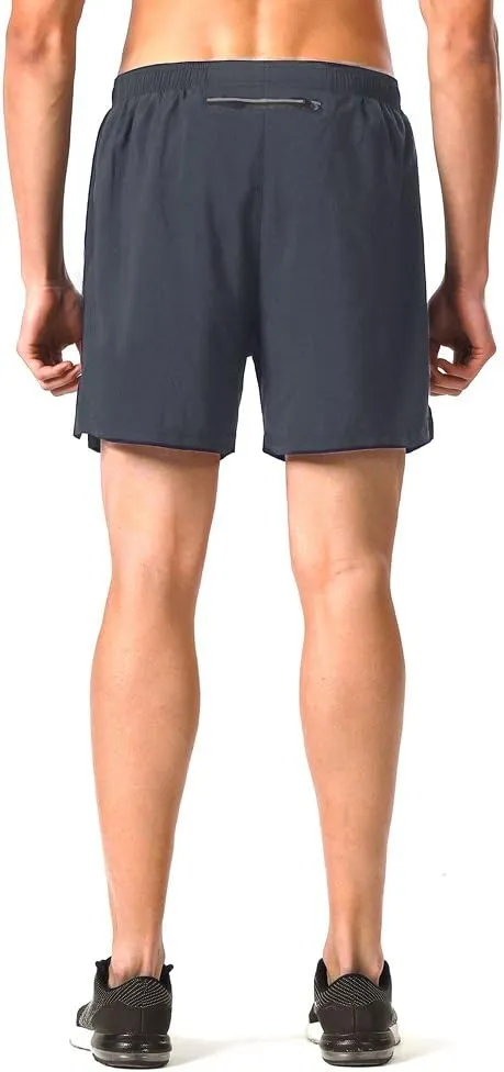 NAVISKIN Men's 5 inch Running Shorts Lightweight Quick Dry Workout Shorts Zipper Pocket