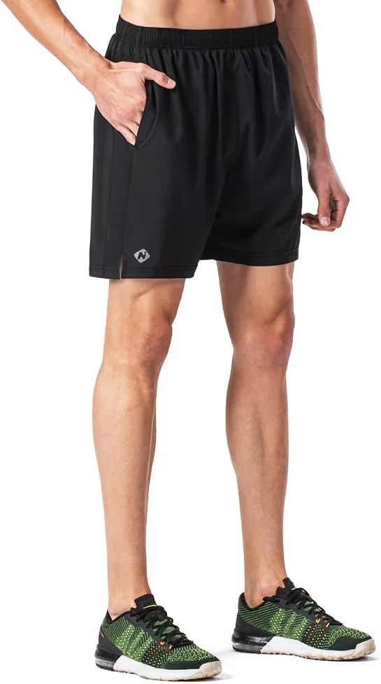 NAVISKIN Men's 5 inch Running Shorts Lightweight Quick Dry Workout Shorts Zipper Pocket