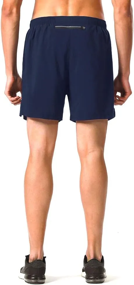 NAVISKIN Men's 5 inch Running Shorts Lightweight Quick Dry Workout Shorts Zipper Pocket