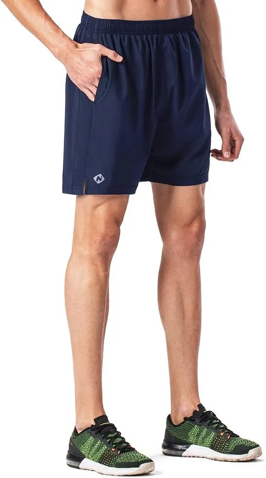 NAVISKIN Men's 5 inch Running Shorts Lightweight Quick Dry Workout Shorts Zipper Pocket