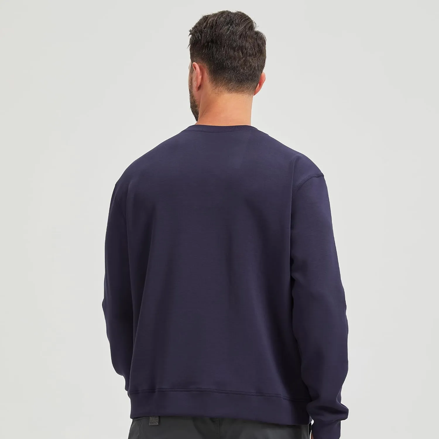 netdraw Men's Heavyweight Bamboo Viscose Scuba Sweatshirt Relaxed Fit Soft Smooth Knit Crewneck Spacer Pullovers