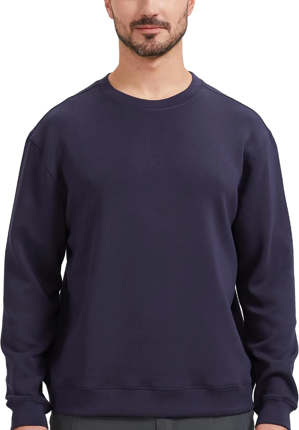 netdraw Men's Heavyweight Bamboo Viscose Scuba Sweatshirt Relaxed Fit Soft Smooth Knit Crewneck Spacer Pullovers