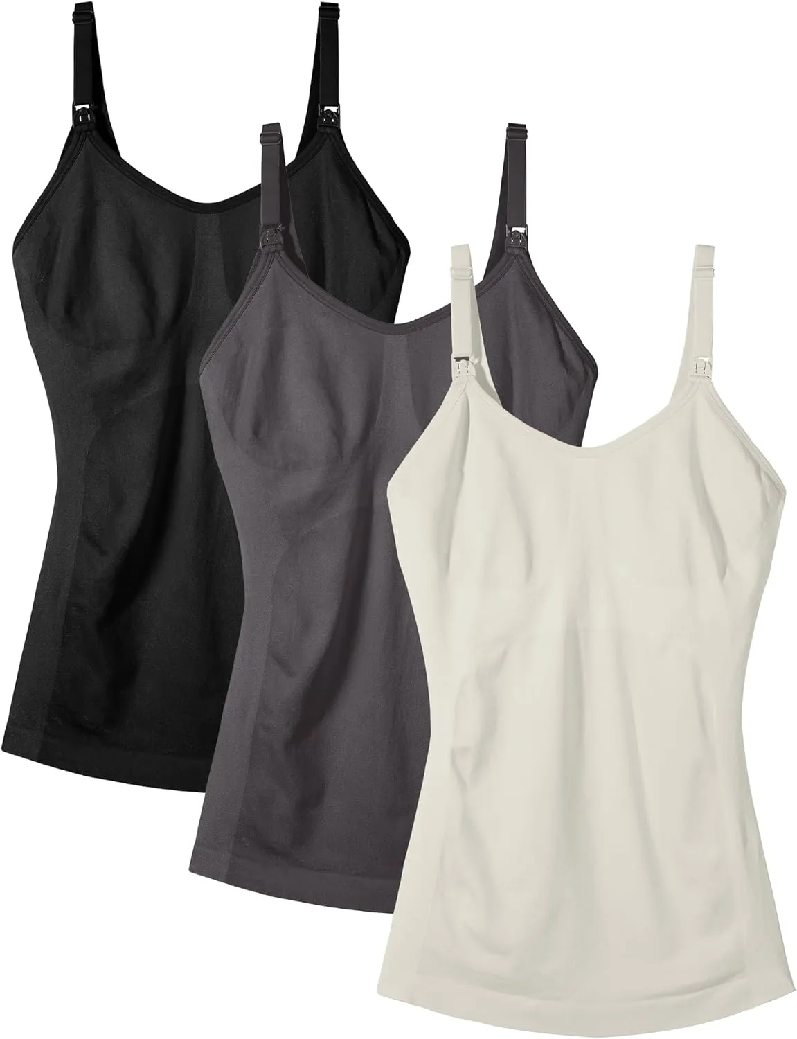 Nursing Tanks for Women Breastfeeding - Seamless Maternity Cami Shirts Pregnancy Tops (3 Packs)