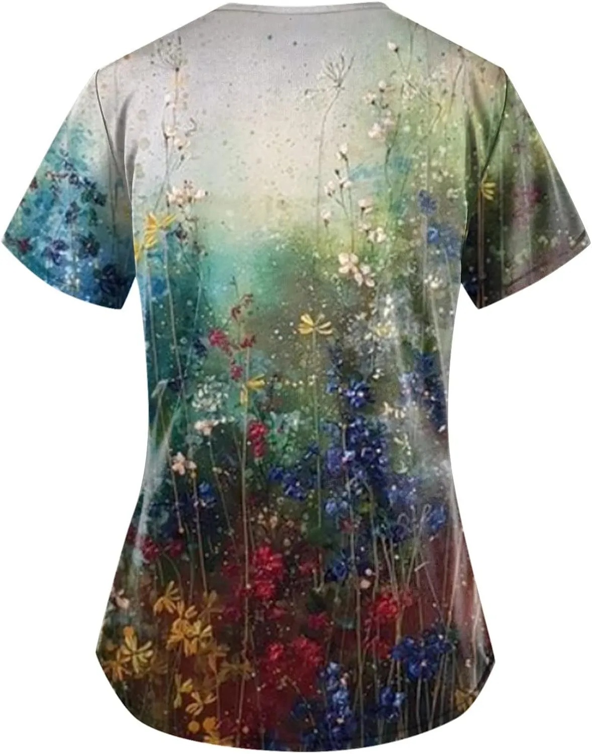 OIOLOYJM Plus Size Scrubs for Women Nurse Gifts Printed Tops Medical Nursing Stretchy Shirts