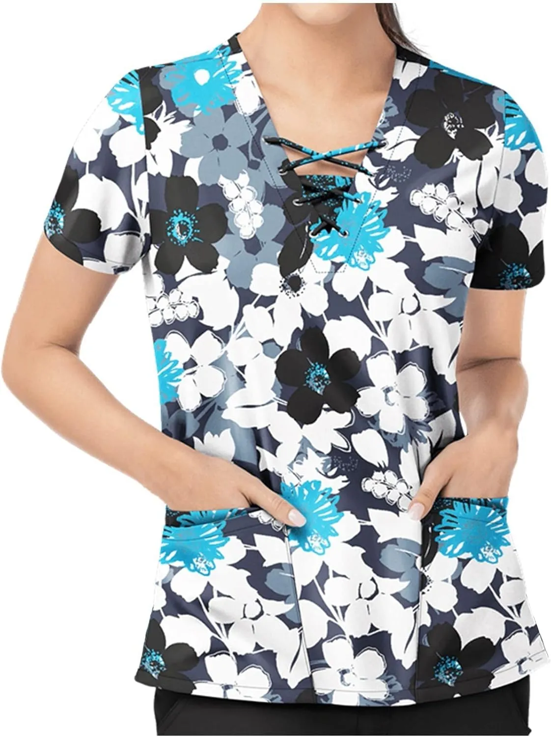 OIOLOYJM Plus Size Scrubs for Women Nurse Gifts Printed Tops Medical Nursing Stretchy Shirts