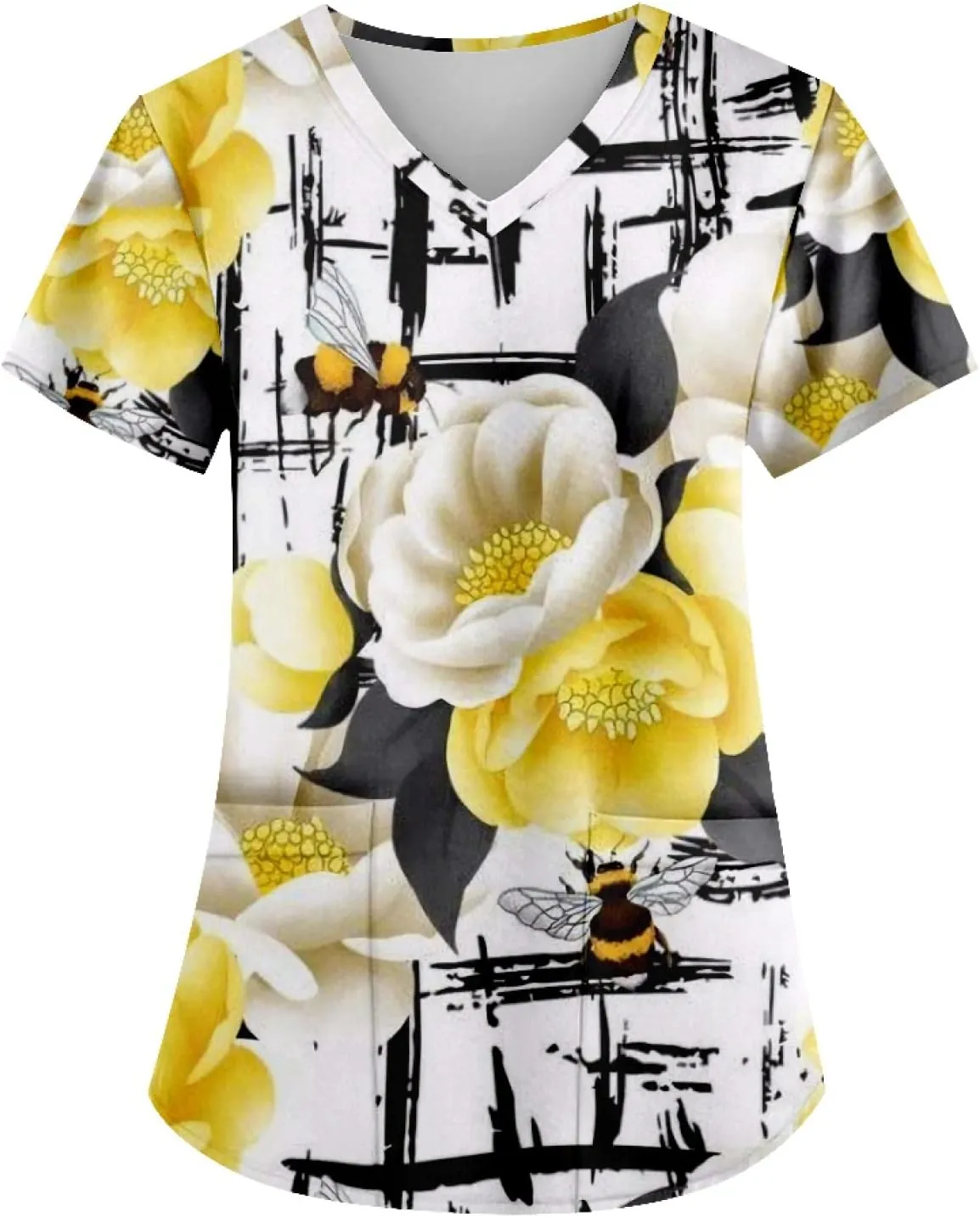 OIOLOYJM Plus Size Scrubs for Women Nurse Gifts Printed Tops Medical Nursing Stretchy Shirts
