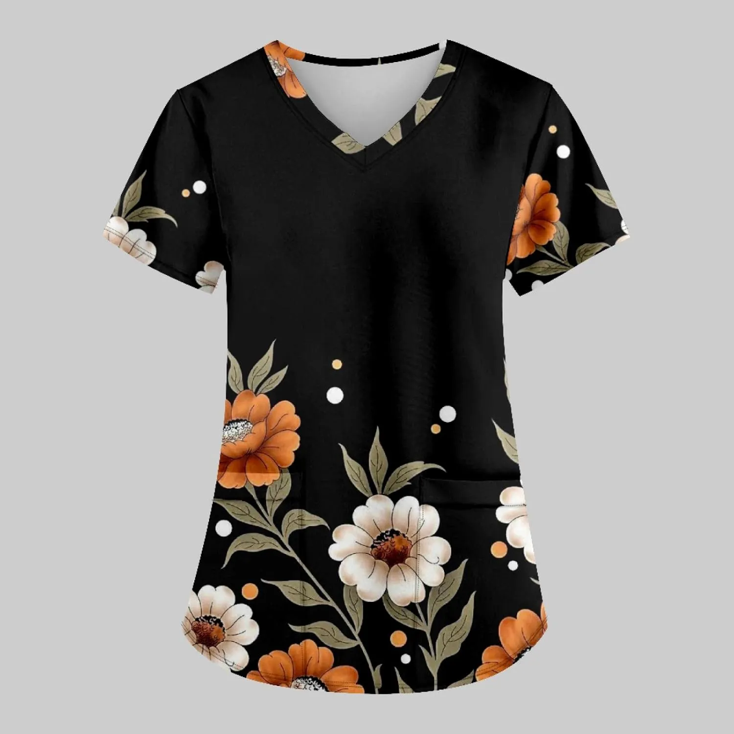 OIOLOYJM Plus Size Scrubs for Women Nurse Gifts Printed Tops Medical Nursing Stretchy Shirts