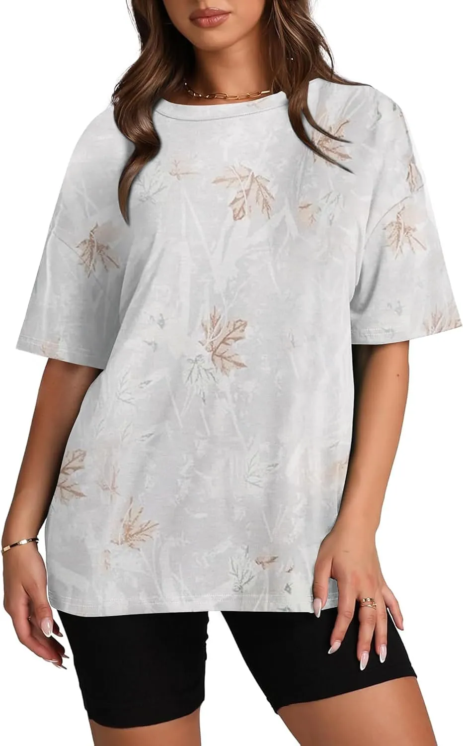 Oversized Camo T Shirts for Women Men Maple Leaf Short Sleeve Camo Tee Shirt Summer Casual Graphic Tops Streetwear