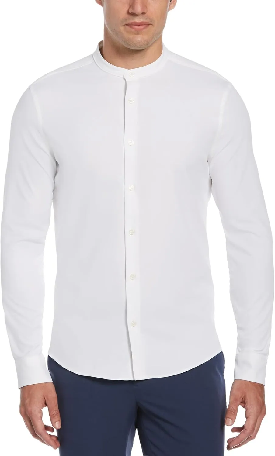 Perry Ellis Men's Untucked Total Stretch Slim Fit Banded Collar Shirt