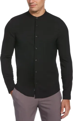 Perry Ellis Men's Untucked Total Stretch Slim Fit Banded Collar Shirt