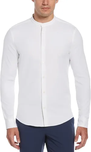Perry Ellis Men's Untucked Total Stretch Slim Fit Banded Collar Shirt