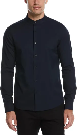 Perry Ellis Men's Untucked Total Stretch Slim Fit Banded Collar Shirt