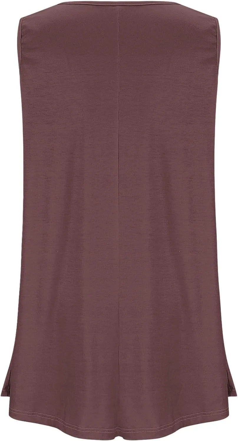 Plus Size Tank Tops for Women Stretchy Round Neck Shirts Comfortable Sleeveless Solid Flowy Tops Summer Clothes