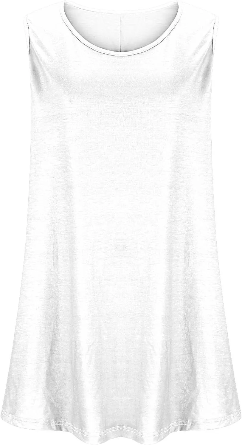 Plus Size Tank Tops for Women Stretchy Round Neck Shirts Comfortable Sleeveless Solid Flowy Tops Summer Clothes