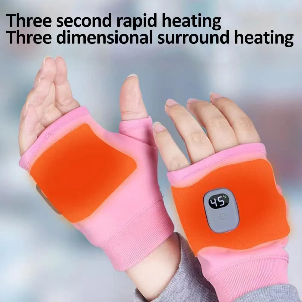 Portable Heating Gloves for Women, Smart Thermostatic Electric Heated Fingerless Gloves with Digital Display, Rechargeable Fingerless Heating Gloves for Work Cycling Skiing Outdoor Snow