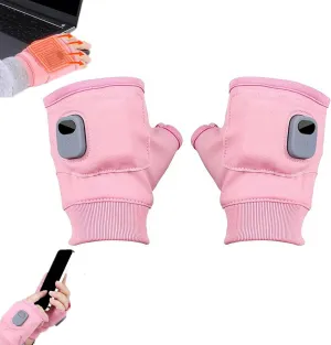 Portable Heating Gloves for Women, Smart Thermostatic Electric Heated Fingerless Gloves with Digital Display, Rechargeable Fingerless Heating Gloves for Work Cycling Skiing Outdoor Snow