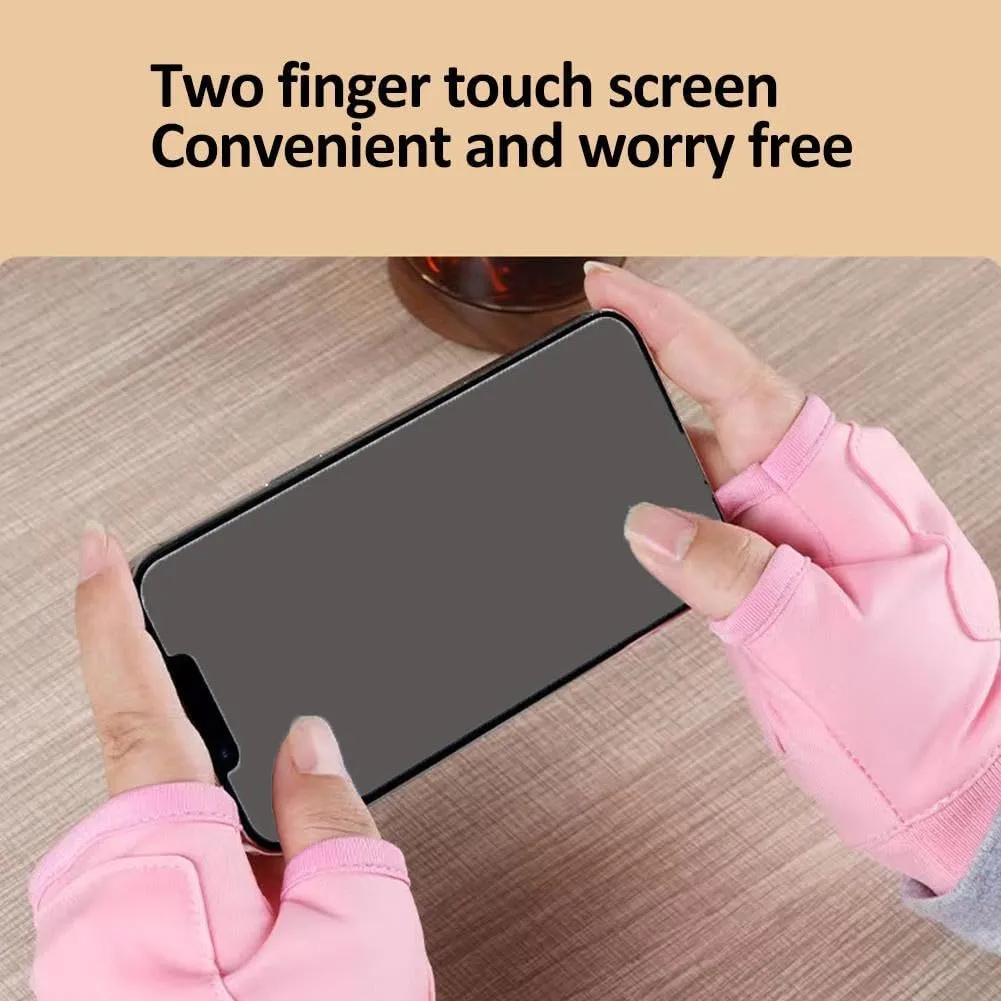 Portable Heating Gloves for Women, Smart Thermostatic Electric Heated Fingerless Gloves with Digital Display, Rechargeable Fingerless Heating Gloves for Work Cycling Skiing Outdoor Snow