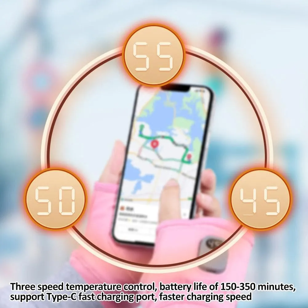 Portable Heating Gloves for Women, Smart Thermostatic Electric Heated Fingerless Gloves with Digital Display, Rechargeable Fingerless Heating Gloves for Work Cycling Skiing Outdoor Snow